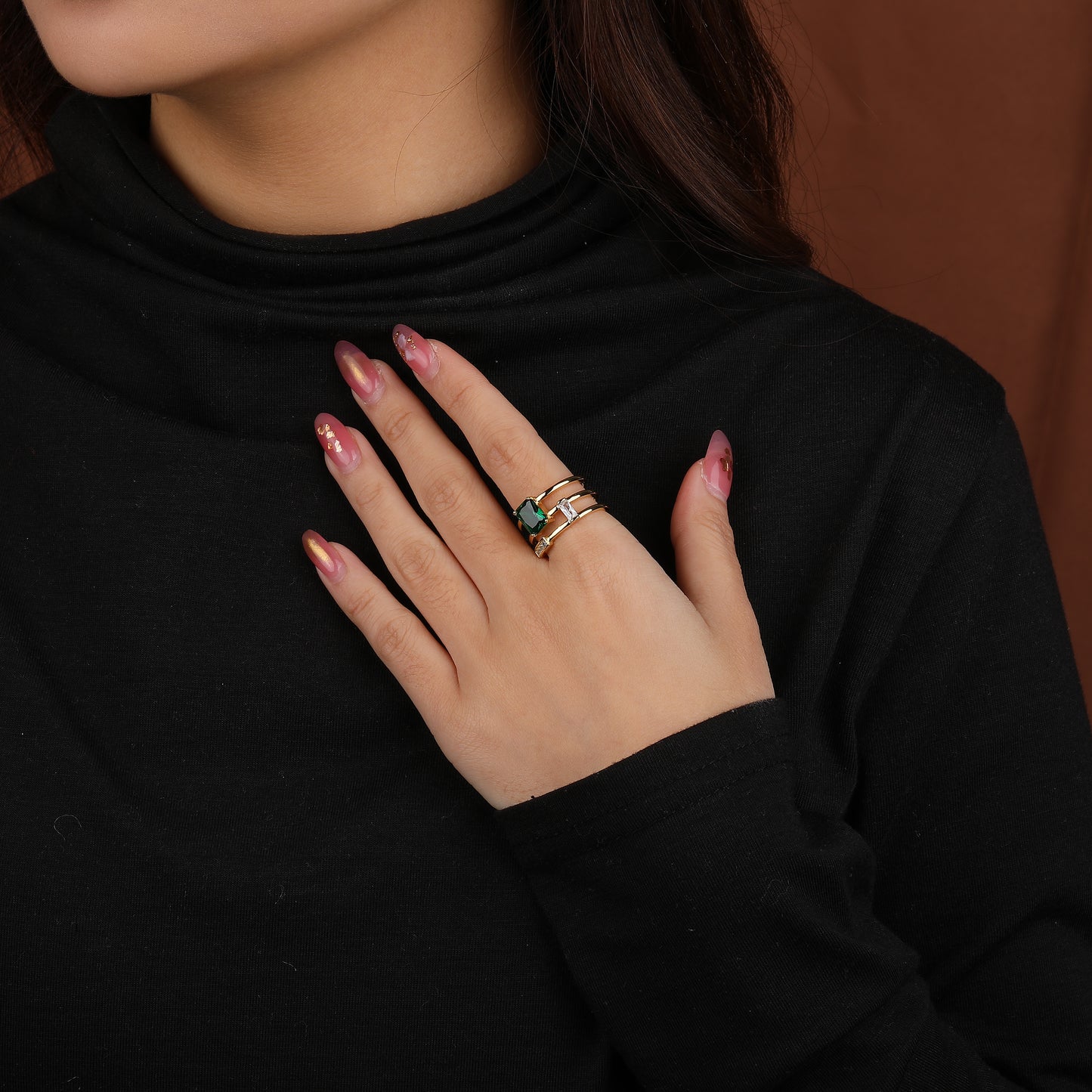 Emerald Cascade Ring