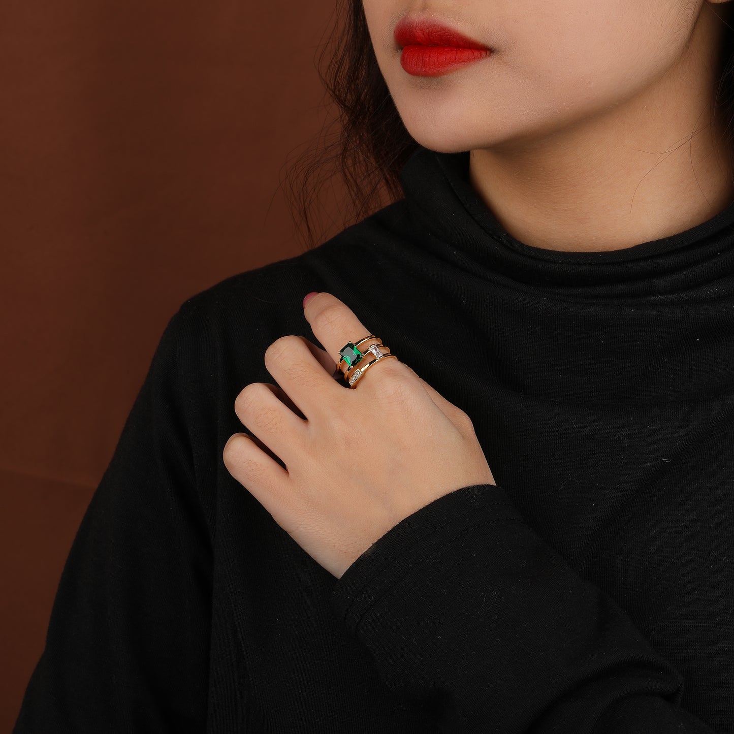Emerald Cascade Ring