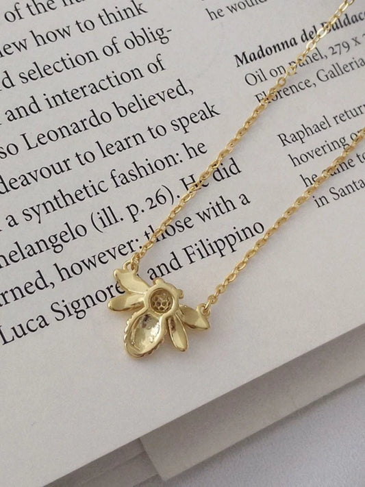 Honey bee pendant necklace back look
