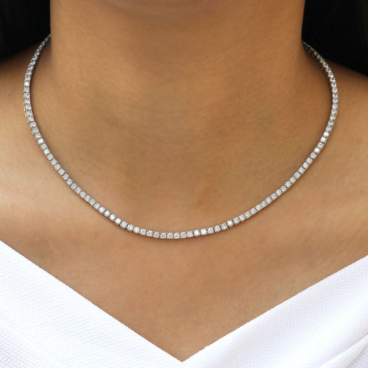 Round Cut Tennis Chain in White Gold - 3mm | Iced Out Cuban Chain