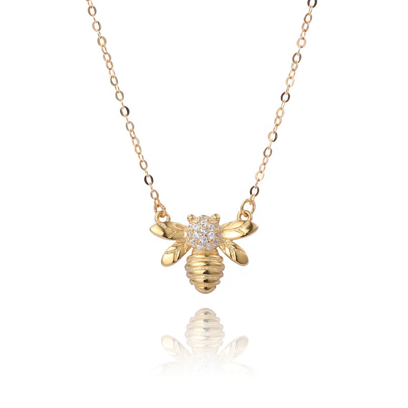 Honey Bee Pendant Necklace - 24K Gold Plated