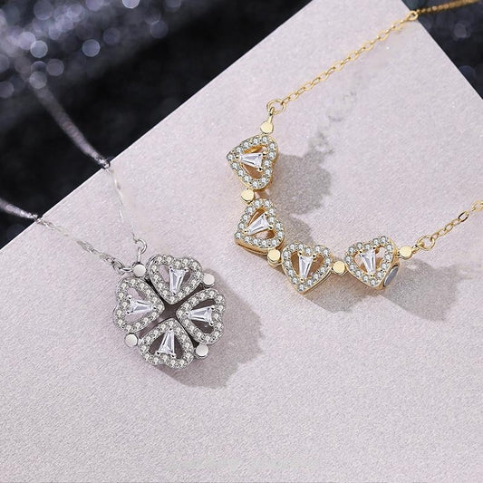 Magnetic Clover Heart Pendant Necklace