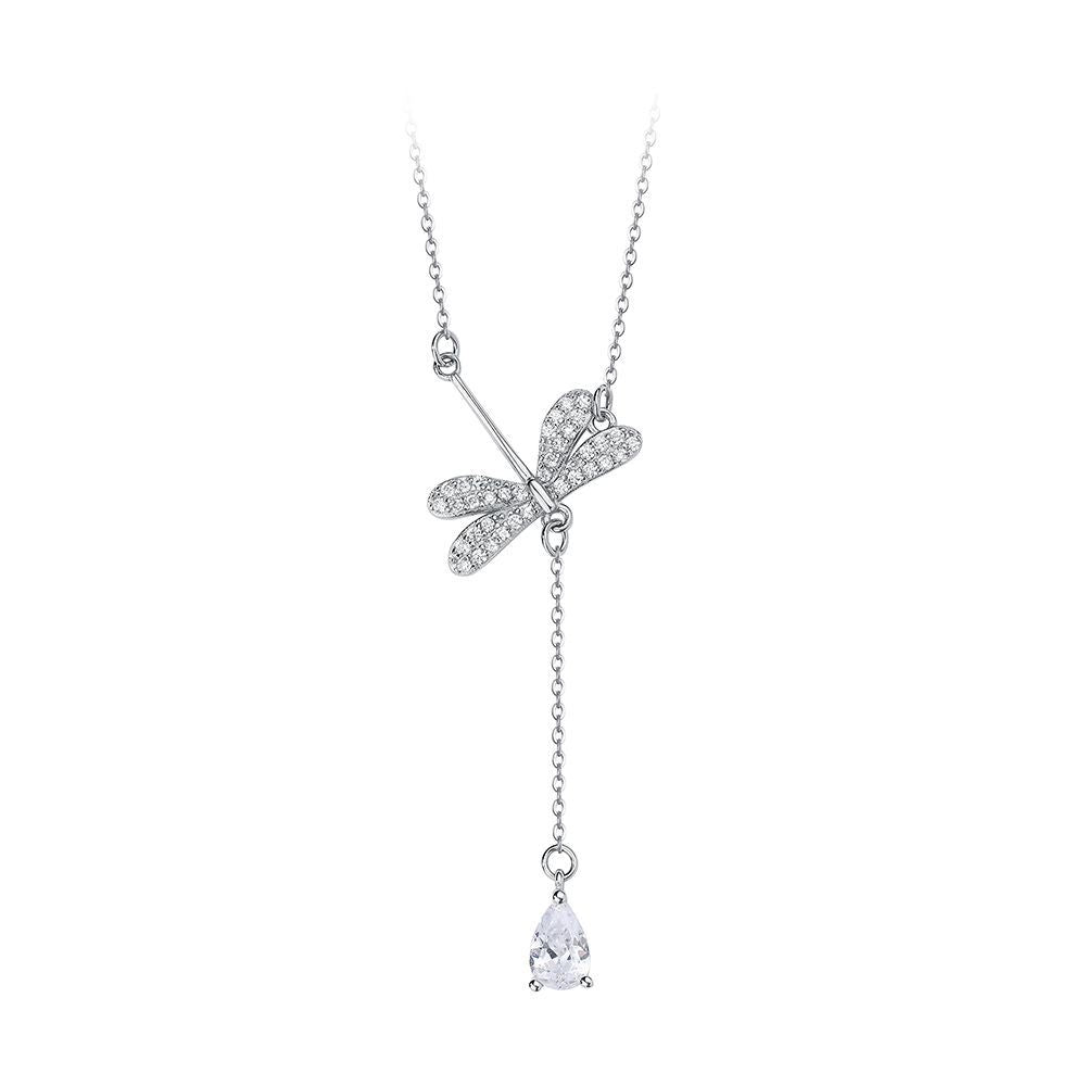 Dragonfly Water Drop Tassel Pendant Necklace
