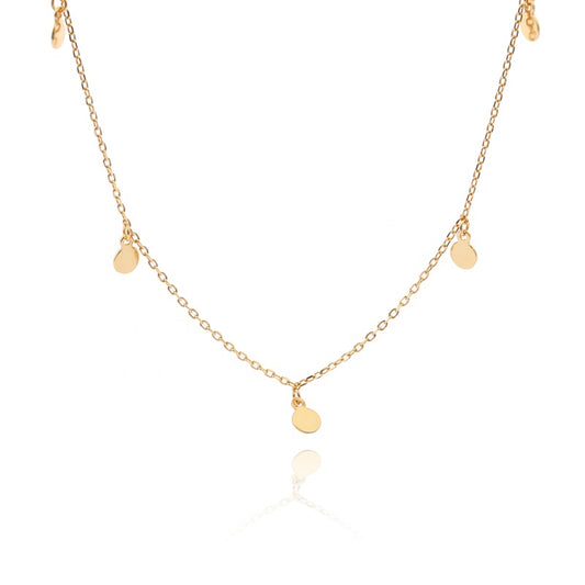 Round Décor Charms Necklace - 24K Gold Plated