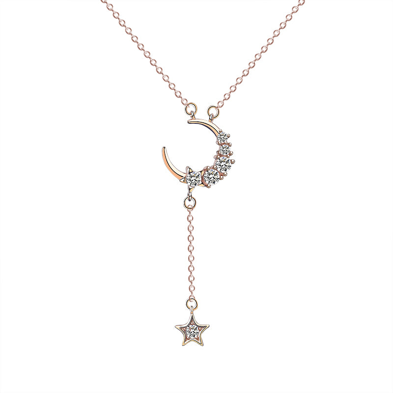 Moon Star Drop Pendant Necklace