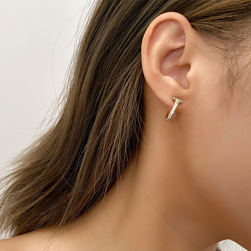 T-Hoop Earrings - Gold Plated