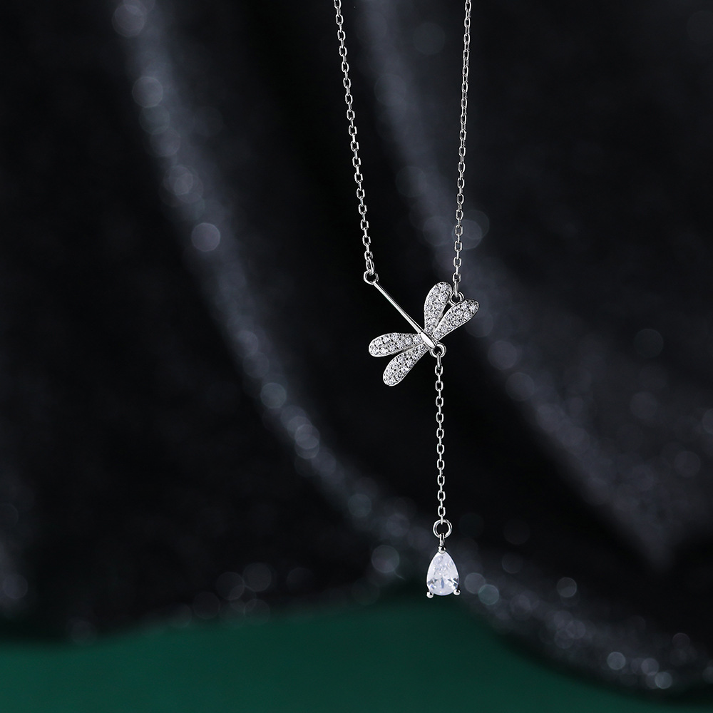 Dragonfly Water Drop Tassel Pendant Necklace