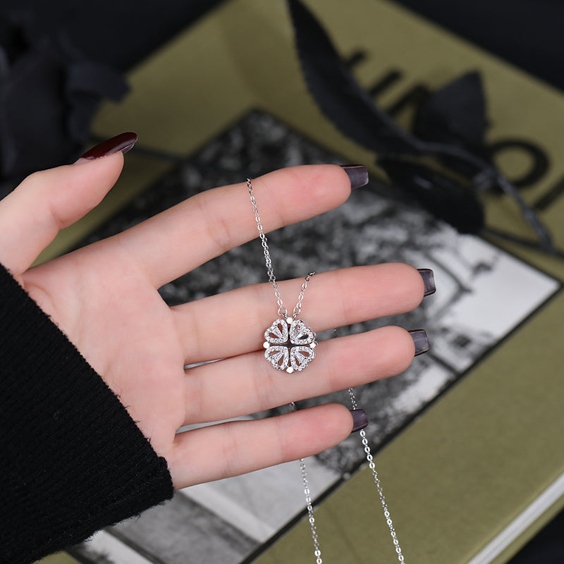 Magnetic Clover Heart Pendant Necklace