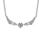 Silver necklace with a heart-shaped pendant on a white background