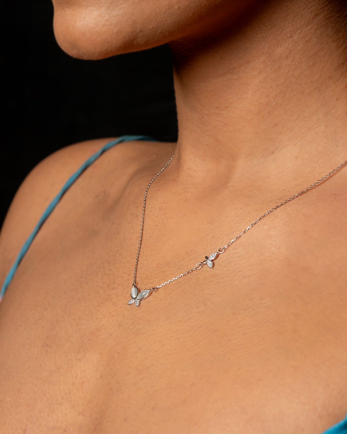 White Butterfly Charm Pendant Necklace
