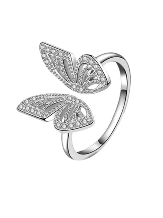 Dainty Diamond Studded Butterfly Ring