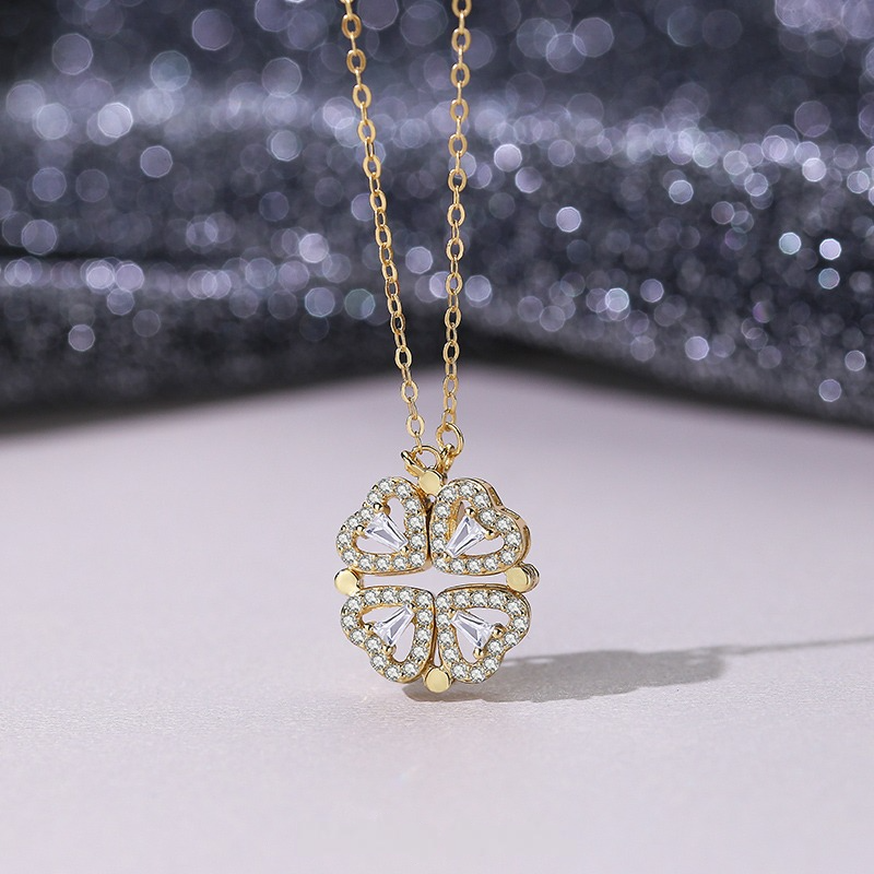 Magnetic Clover Heart Pendant Necklace