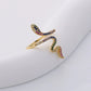 Colorful snake-shaped ring on a white background