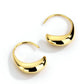 Pair of gold hoop earrings on a white background