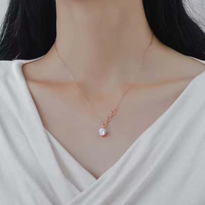 Heart Trifecta Solitaire Pendant Necklace