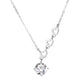 Silver necklace with a heart-shaped pendant and central diamond on a white background