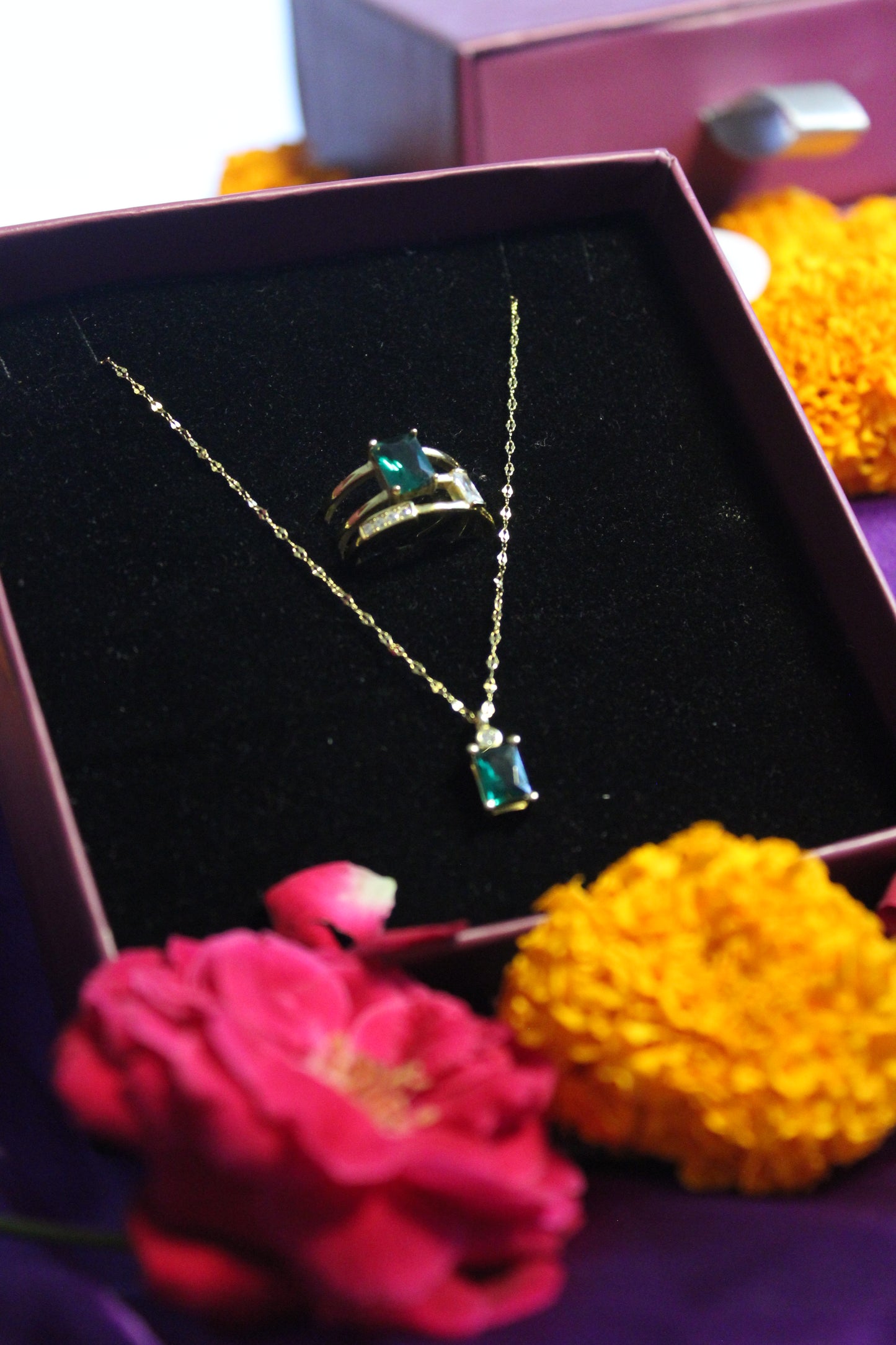 The Evergreen Emerald Combo Gift Set (Ring Band + Pendant)