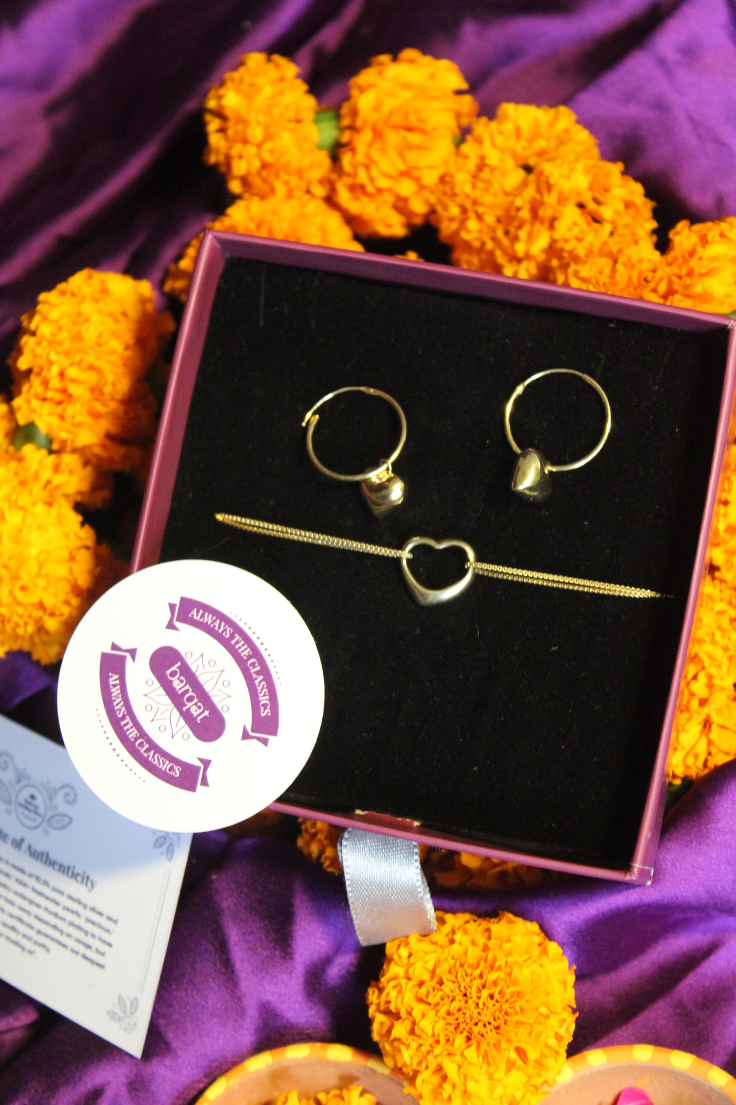 Hollow Heart Combo Gift Set (Heart Hoops + Bracelet)