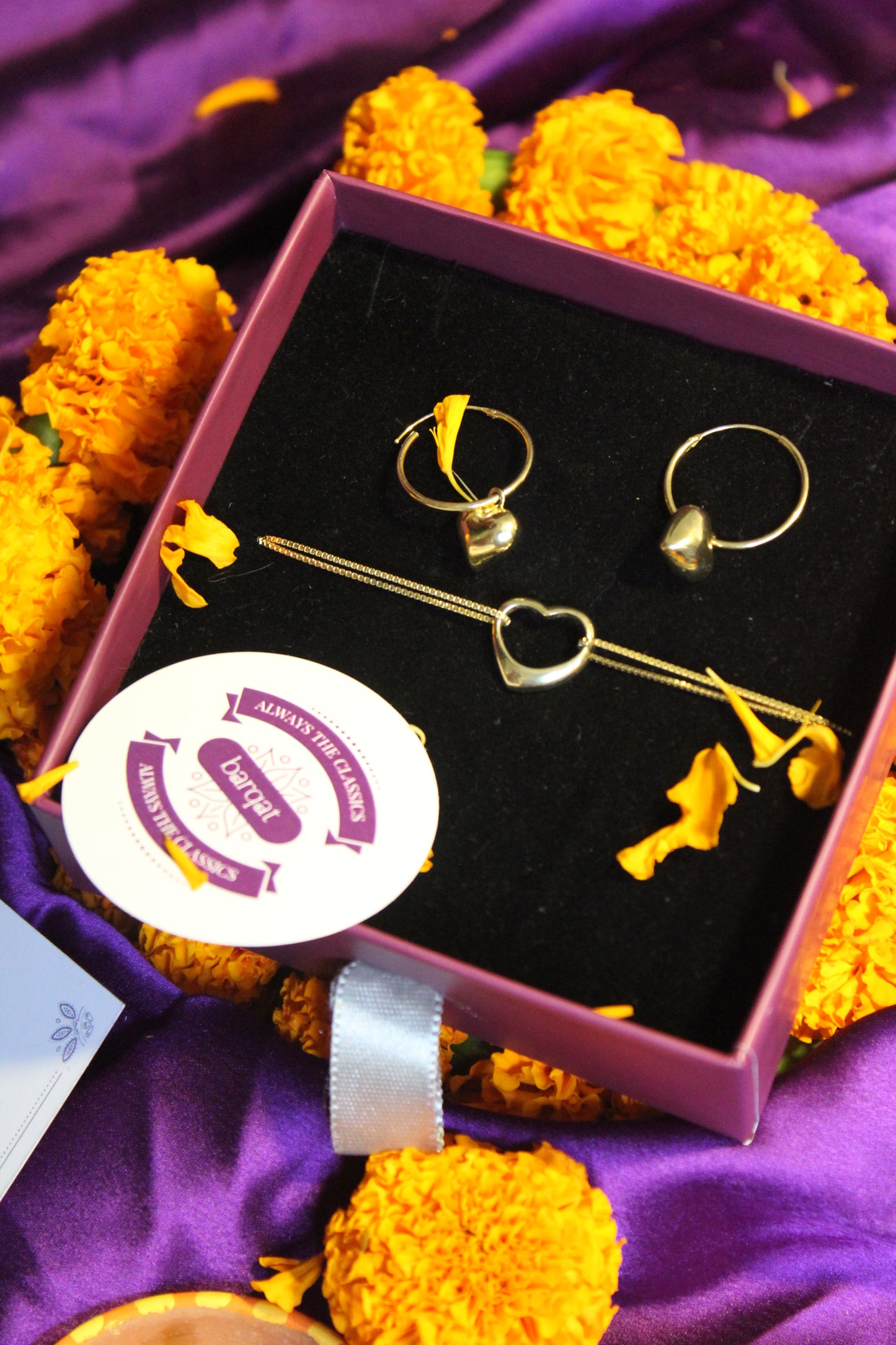 Hollow Heart Combo Gift Set (Heart Hoops + Bracelet)