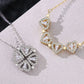 Two heart-shaped diamond pendants on necklaces with 'Swhag jewelry' branding.