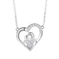 Silver heart-shaped necklace with interlocking hearts on a white background