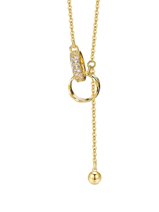Dual Halo Drop Pendant Necklace