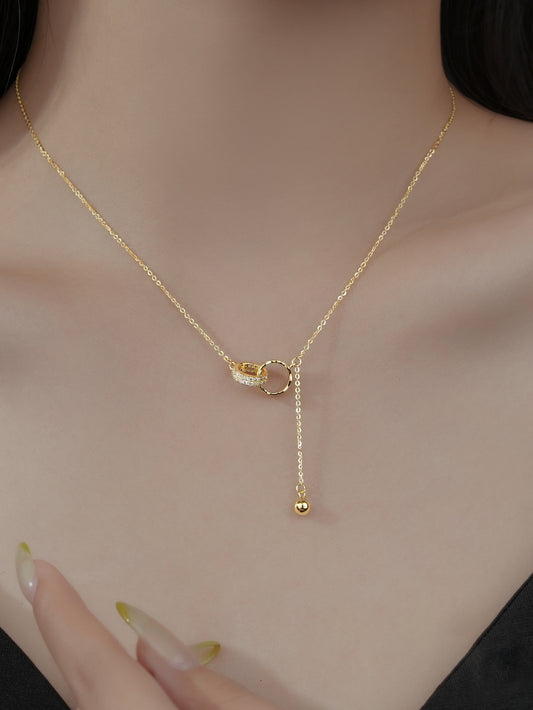 Dual Halo Drop Pendant Necklace