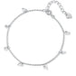 Silver bracelet with heart charms on a white background