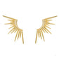Gold wing-shaped earrings on a white background