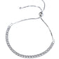 Silver bracelet with clear stones on a white background