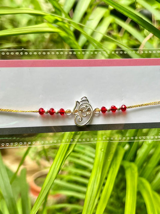 OM Ganesha Silver Rakhi
