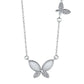 Butterfly necklace with gemstones on a white background