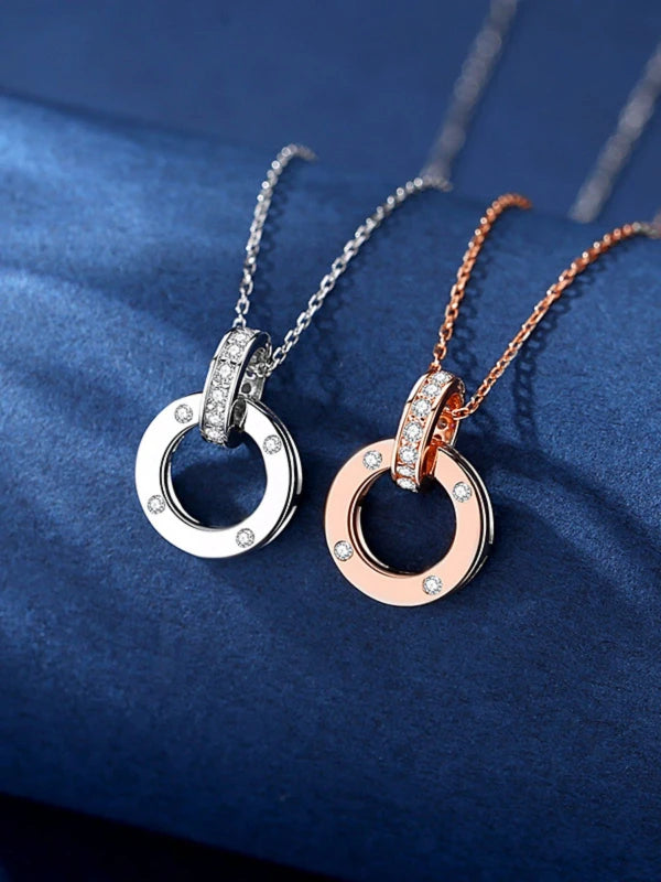 Zircon Double-Ring Necklace Pair