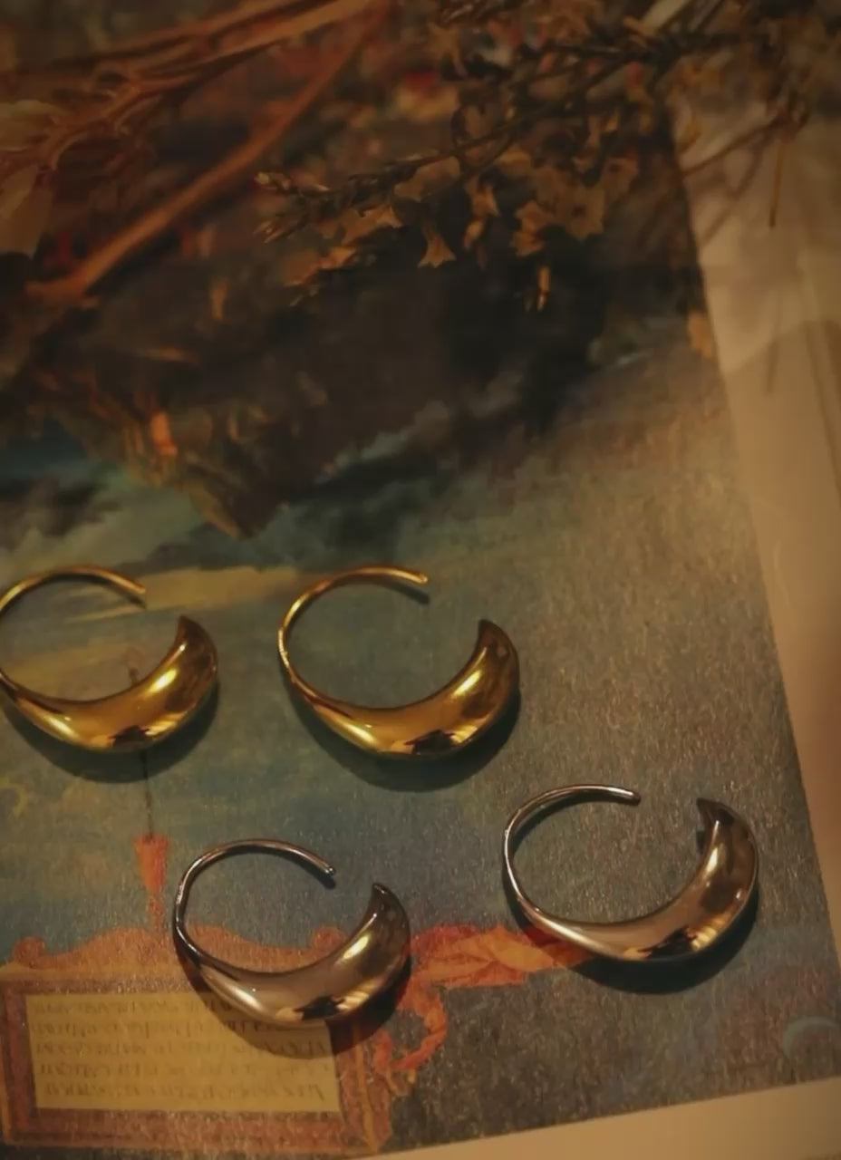 Golden Crescent Hoops - Large Size